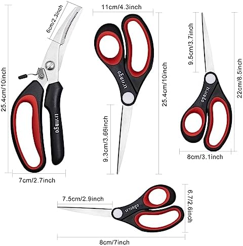 LIVINGO 4-Pack Multipurpose Shears, Heavy Duty Scissors for Home &