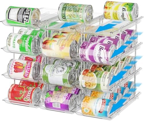 Can Organizer for Pantry Stackable AND Rolling Soda Can Dispenser for