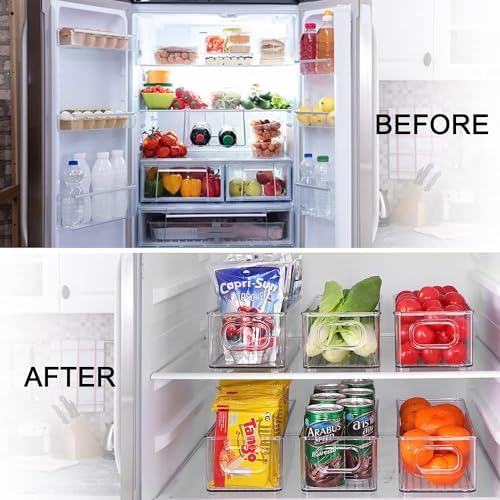 Set of 4 Refrigerator Pantry Organizer Bins - Stackable Fridge