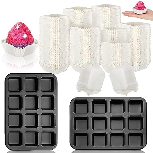 Lallisa 2 Baking Pans 500 Cupcake Liners, 12 Cavity Non Stick Set