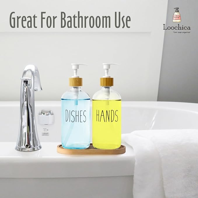 LOOCHICA Clear Glass Soap Dispenser Set - Image 4