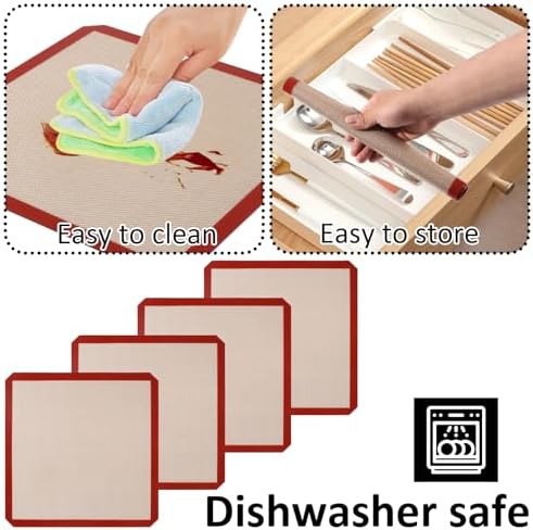 4 Pack 12" x 12" Reusable Silicone Baking Mat for 12 Inch Cake