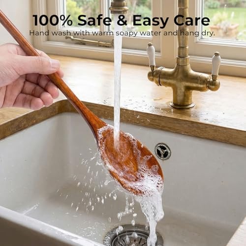 HANSGO 6-Piece Wooden Mixing Spoons Set (10/12/14 in), Natural Wood