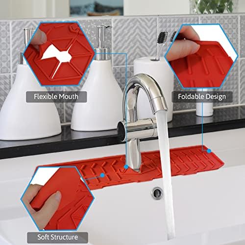 DIVIVID Silicone Faucet Handle Drip Catcher Tray, Faucet Mat for