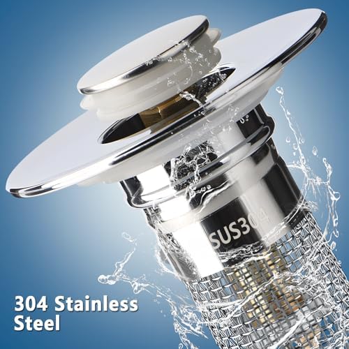 2pcs Bathroom Sink Drain Pop-Up Stoppers, Stainless Steel