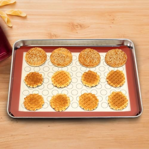 Stainless Steel Baking Sheet with Silicone Mat Set