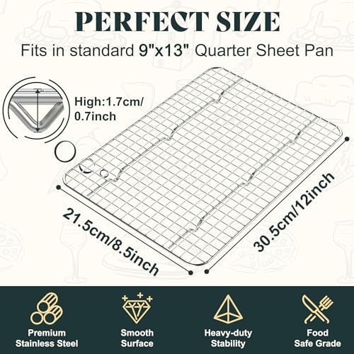 Cooling Racks 8.5 x12 in, Tight-Wire Stainless Steel Baking Rack