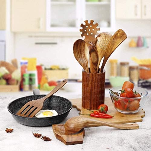 8-Piece Teak Wooden Cooking Utensil Set