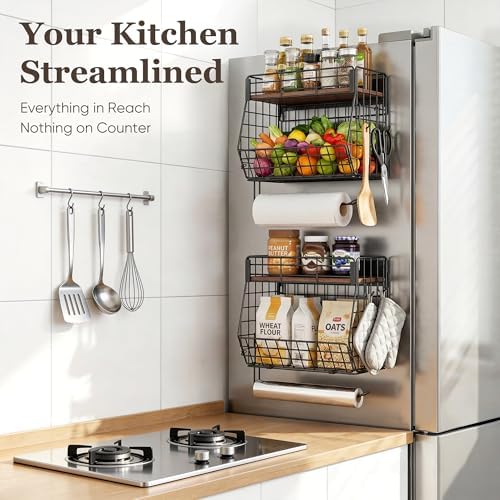 Magnetic Spice Rack for Fridge with Paper Towel Holder