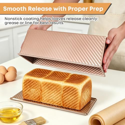 Pullman Loaf Pan with Lid Set of 3, Aluminized Steel 4/8.4/13 Inch