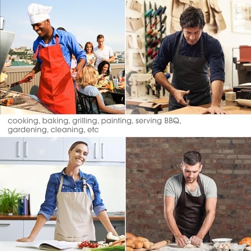 Adjustable Bib Apron with 2 Pockets for Men Women Chef Kitchen Cooking