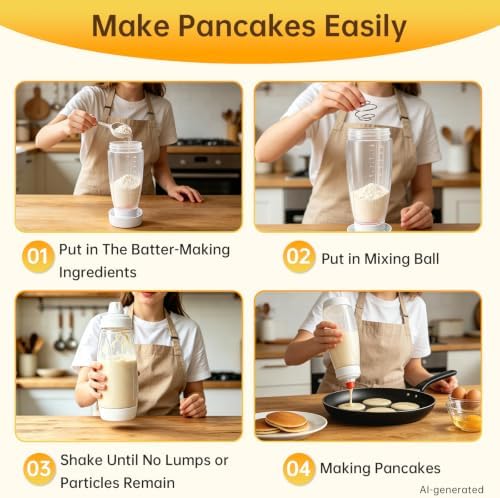 Pancake Batter Dispenser Bottle,34oz,BPA-Free Dishwasher-Safe