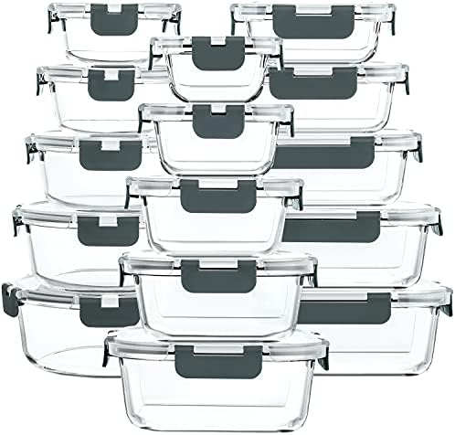 M MCIRCO 30 Piece Glass Food Storage Containers with Lids