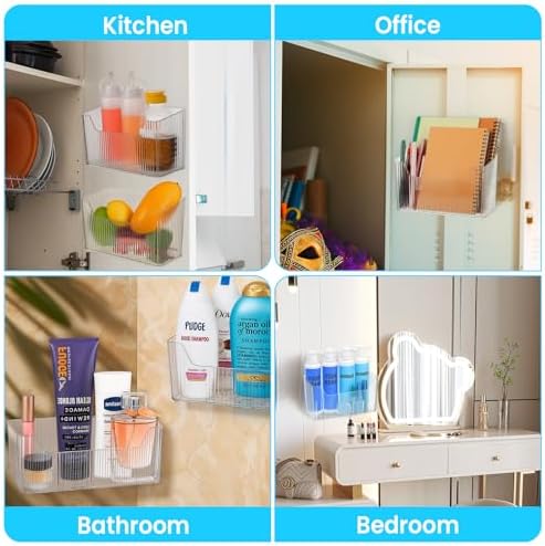 4pcs Adhesive Cabinet Door Storage Bin Wall Mounted Inside Over