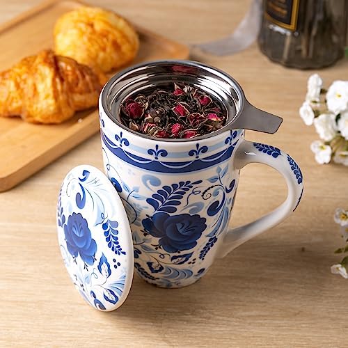 GBhome Tea Mug with Infuser and Lid,18 oz Loose Leaf Tea Cup with