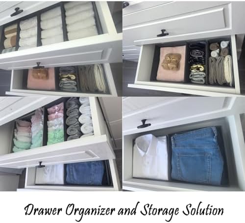 Bructhun Sock Drawer Organizer 3 Pack - Collapsible Fabric Storage