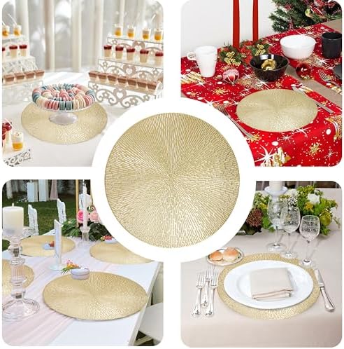 Round Placemats Gold Metallic Set of 6 Vinyl Hollow Placemats 15 Inch