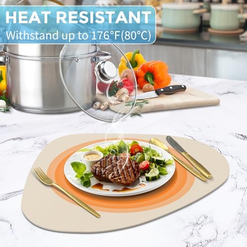 Faux Leather Placemats Set of 6, Wipeable & Washable Table Mats