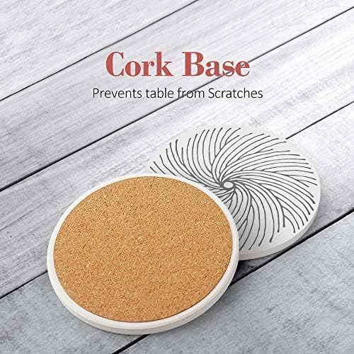 Absorbing Stone Coasters for Drinks Cork Base, with 2 Holder, for