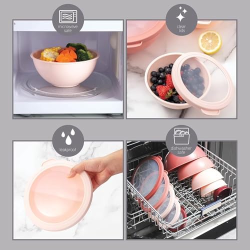 12 Piece Mixing Bowls with Lids Set BPA Free Plastic Nesting Bowls for