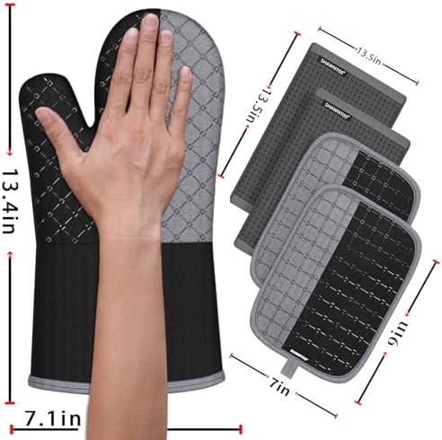 Oven Mitts and Pot Holders Sets 6pcs, Kitchen Oven Glove,High Heat