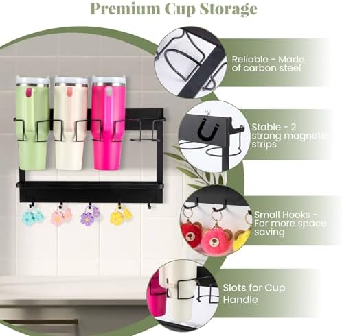 Water Bottle Organizer Holder, Magnetic Cup Rack Storage for Stanley &