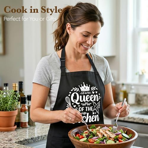 Queen of the Kitchen Apron for Women Cooking Baking,Queen of the
