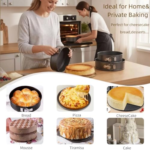 6PCS Nonstick Springform Pan Set Round Baking Pans Removable Bottom