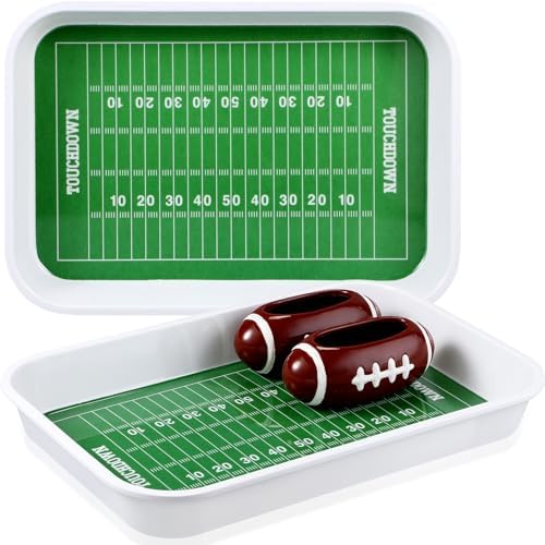 Vesici 4 Pcs Football Stadium Chip and Dip Set Football Serving Tray