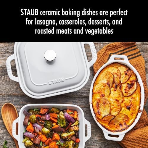 STAUB Ceramic 4-Piece Casserole Baking Pan Set, White