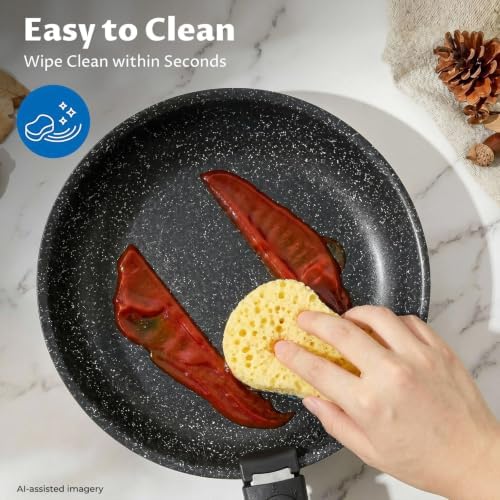 BEZIA Induction Cookware Set 10 Pieces, Nonstick Pots and Pans Set