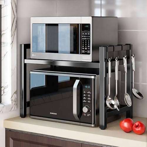 Expandable Microwave Oven Rack, Carbon Steel, 6 Hooks