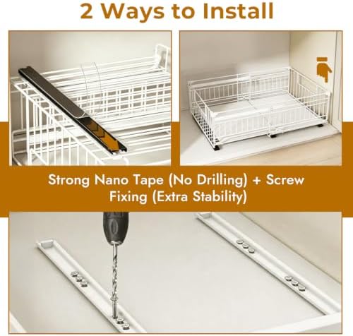 2 Pack Expandable Pull Out Cabinet Organiser Adjustable Width