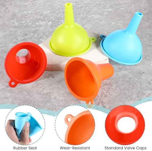 4 Pack Kitchen Silicone Funnel, 4 Colors Kitchen Funnel Set Wide Mouth