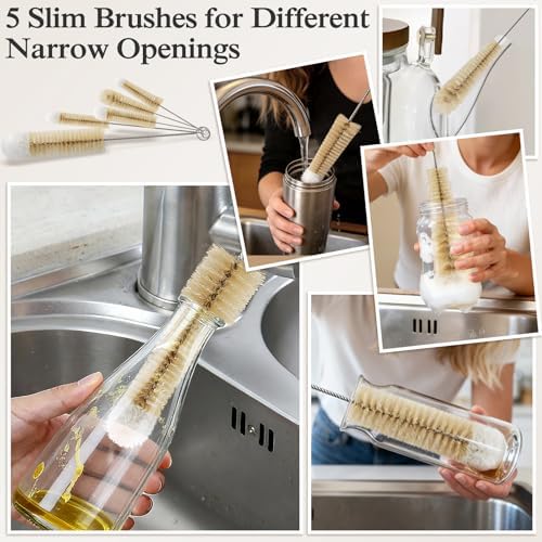 9 Pieces Bottle Brush Set - Long Water Bottle and Straw Brush Cleaning