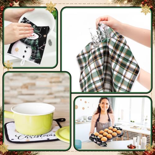 Fourluoo 10 Pcs Christmas Kitchen Decor Set Green Christmas Tree Rugs