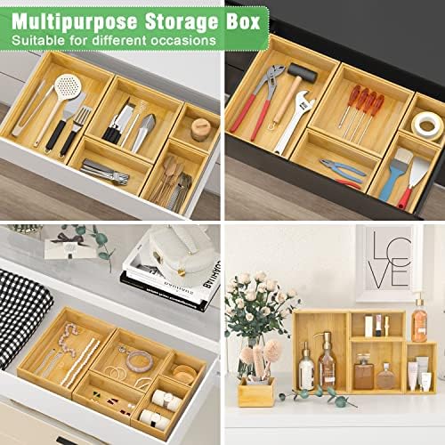 Bamboo Bathroom Drawer Organizer Dividers, Wooden Kitchen Utensil