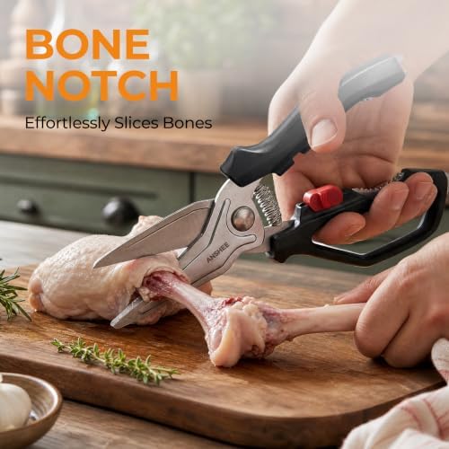 ANSHEE Heavy Duty Kitchen Scissors, Poultry Shears for Meat & Bone