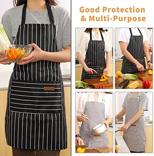 Tosewever 2 Pieces Kitchen Cooking Aprons, Cotton Polyester Blend