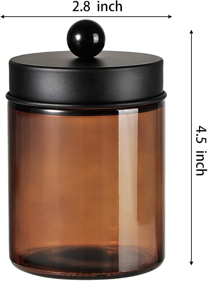 Amber Glass Qtip Holder, Apothecary Jar, Qtip Dispenser - Image 7