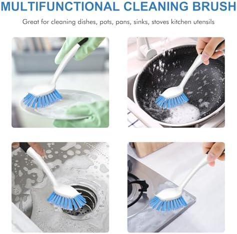 SetSail Dish Brush with Handle, 2 Pack Stiff Bristles Dish Scrubber