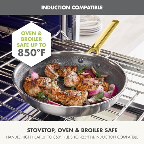 GreenPan Hybrid 6 Piece (8",10" & 12") Stainless Steel Skillets with Lids