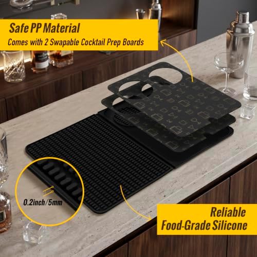 Bar Mat for Home Bar Countertop, 18 × 12 inches Folding Cocktail Drink