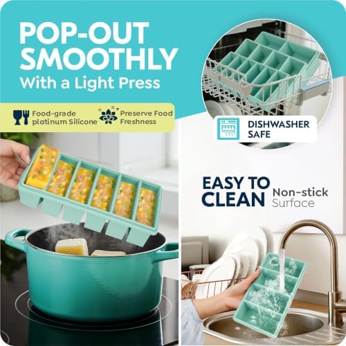 Silicone Freezer Trays with Lids, Soup Molds for Meal Prep, 3 Pack