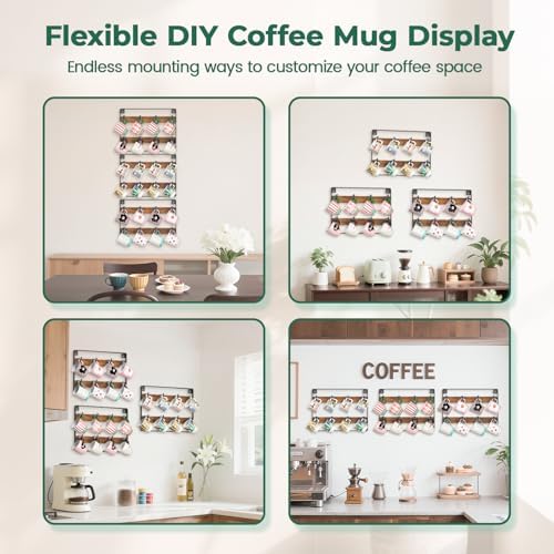 EsLuker.ly Mug Holder Hanger Cup Display Rack Wall Mounted, 3 Pack