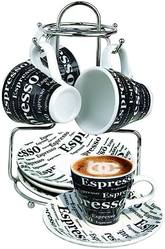 Bene Casa 43888 Espresso Set with Iron Stand, 9 Piece