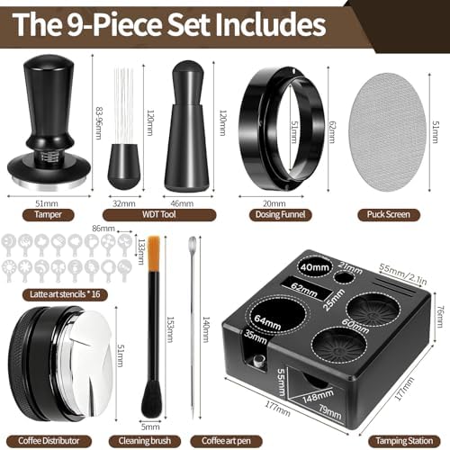 51mm Espresso Accessories Kit – 9PCS Barista Tool Set