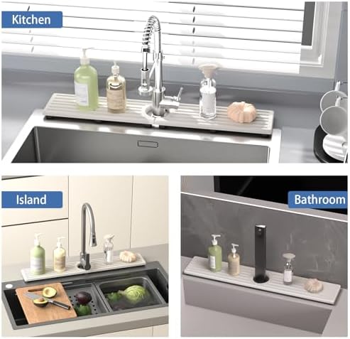 Stone Faucet Mat for Kitchen Sink, Water Absorbing Sink Water Splash