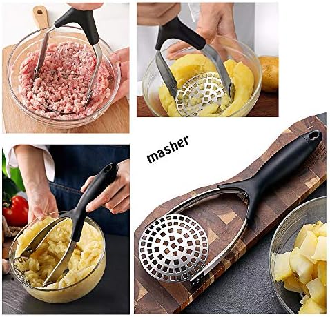Clever Monster Stainless Steel Potato Masher - Heavy Duty with Garlic