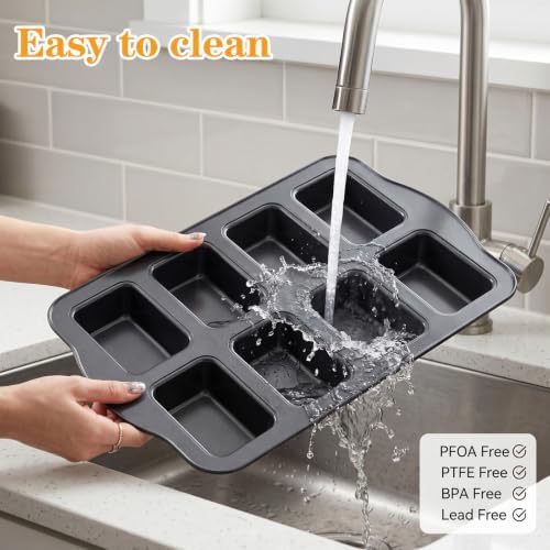 4 Pack Mini Loaf Pans 8-Cavity, Small Cornbread Pan, Banana Bread Pan